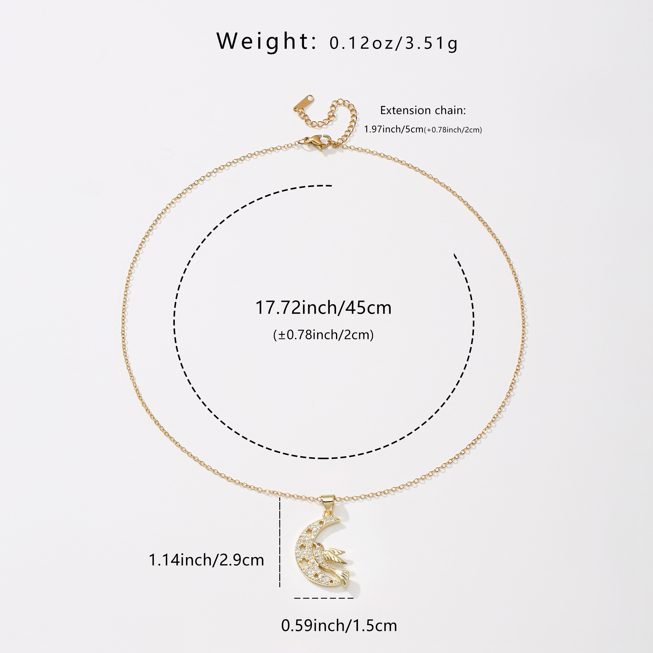 LNCHRAN Moon & Bird Necklace Stainless Steel Beach Jewelry